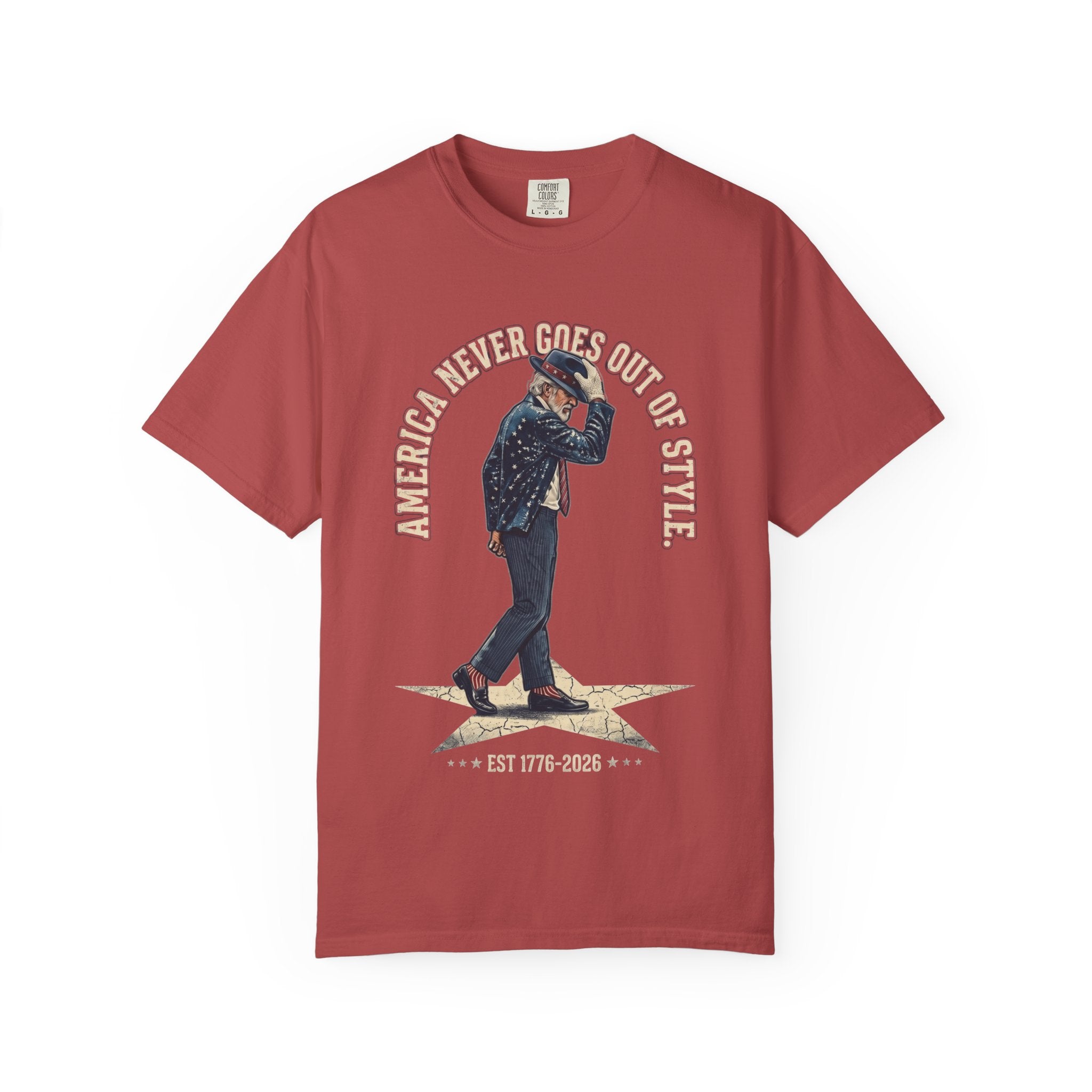 America Never Goes Out of Style T‑Shirt, Uncle Sam Moonwalking